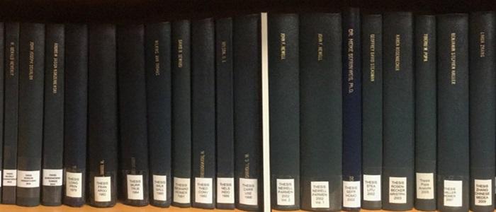 Shelf containing PhD Disserations